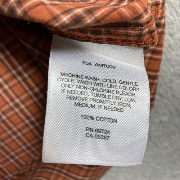 Columbia Shirt Men Large Orange Plaid Button Down Long Sleeve Pocket Preppy READ - Picture 12 of 16